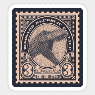 Dinosaur Republic Postage Stamp - Tyranosaurus Sticker
